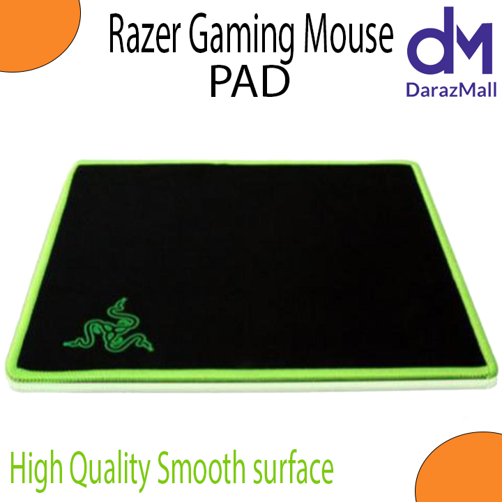 Razer Gaming Mouse Pad With Green Border Smooth Surface Silk-Gliding (25cm x 21cm) High Quality Mouse Pad RGB Gaming