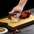 2 in 1 Stainless Steel Garlic Press Rocker, Curved Garlic Crusher Mincer with Bottle Opener Silicone Tube Peeler and Sc Anti-slip Handheld Garlic Mincer Easy to Operate and Clean Kitchen Gadget. 
