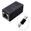 RJ45 Network Female Adapter Black Female To Female Connector Coupler Extender RJ 45 Ethernet Cable Extension Converter Queena. 