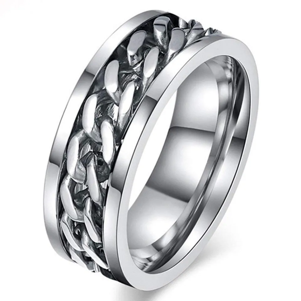 Spinner Black And Silver Ring For Men/Stainless Steel Rings for