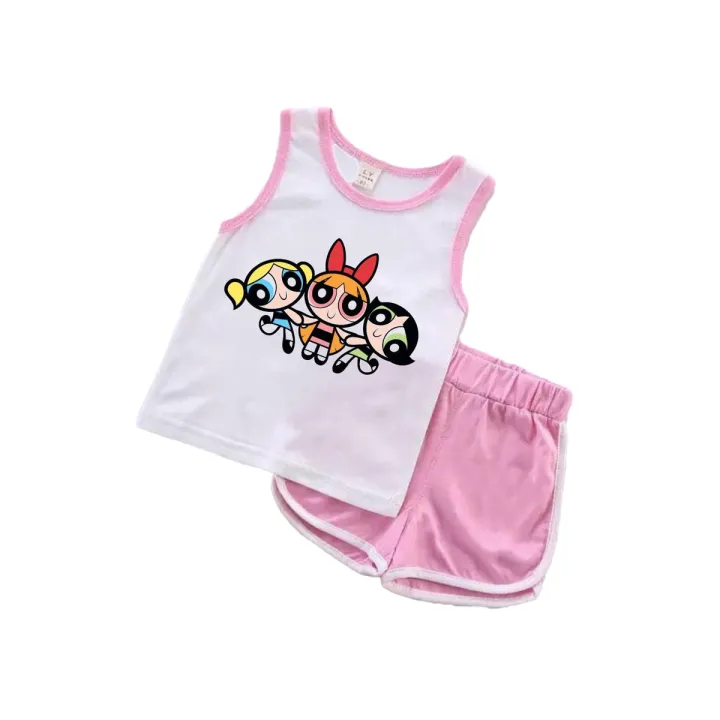 Printed%20Power%20Girls%20T-Shirt%20and%20Shorts%20For%20Kids%20Summer%20clothes%20Round%20Neck%20-%20Stylish%20Kids'%20Summer%20Fashion%20-%20Image%202