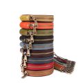 Retro Round Genuine Leather Small Coin Purse Pouch with Wristband Women's Zipper Wallets Female Clutch Money Bag Card Holder. 