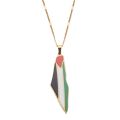 Qifei 18K Gold Stainless Steel Palestine Map Flag Pendant Necklace for Women and Man. 