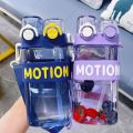 Imported Original Water Bottle Motion Bpa-Free Acrylic Water Bottle Perfect For School Kids And Active Females Customizable Sipper And 550ml Capacity Vibrant Colors And Playful Patterns Double Drinking Nozzle Design With Straw Moveable Transparent Caps. 