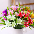 7flowers/Branch Artificial Plastic Lily -Artificial Flower Bouquet- Photo Props Home DIY Table Decoration Durable Artificial Flower. 