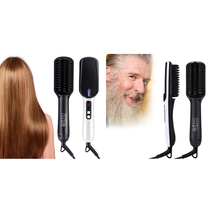 Anion Portable Hair Straightener Brush Frizz-Free Straightening Hair Brush Hair Care Straight Heated Comb with Temperature Inductor For women and Man