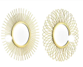 3 PCS Decorative Mirror Set Wall Decor, Sunburst Mirrors for Wall Decor Living Room, Gold Metal Wall Mirrors for Home Décor, Bedroom, Entryway. 
