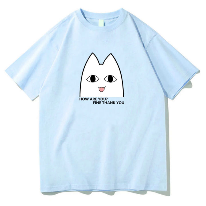 Azumanga Daioh OH MY GAH Cat How Are You Anime Tshirts Women Korean Style 100% Cotton T-shirts Fashion Tee Shirts High Quality