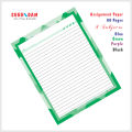 Assignment Sheets- Paper- Pages With Narrow Lines-  Color Border- 80 Sheets. 