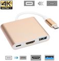 Sounce 3 In 1 Type C USB 3.1 To USB-C 4K HDMI USB 3.0 Adapter Hub Type-C Multiport AV Converter  Any HDMI Monitor Like TV, Projector 4K HDMI Output USB 3.0 & USB C 100W Fasting Charging for MacBook/Mac Pro Air iPad Pro & More USB-C Port Device - Rose Gold. 
