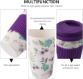 Reusable Bamboo Fiber Coffee Mug – 400ml Eco-Friendly Travel Cup with Silicone Lid & Sleeve | Portable Takeaway Water Cup. 