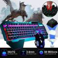 Rainbow LED Wireless Keyboard and Mouse, Rechargeable Gaming Keyboard Mouse and Keyboard Combo with 4800 mAh Battery. 