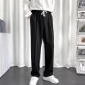 Autumn New Mop Pants Men's Korean Style Draping Suit Pants Wide Leg Pants Straight Loose Retro Pu Handsome Trousers Men. 