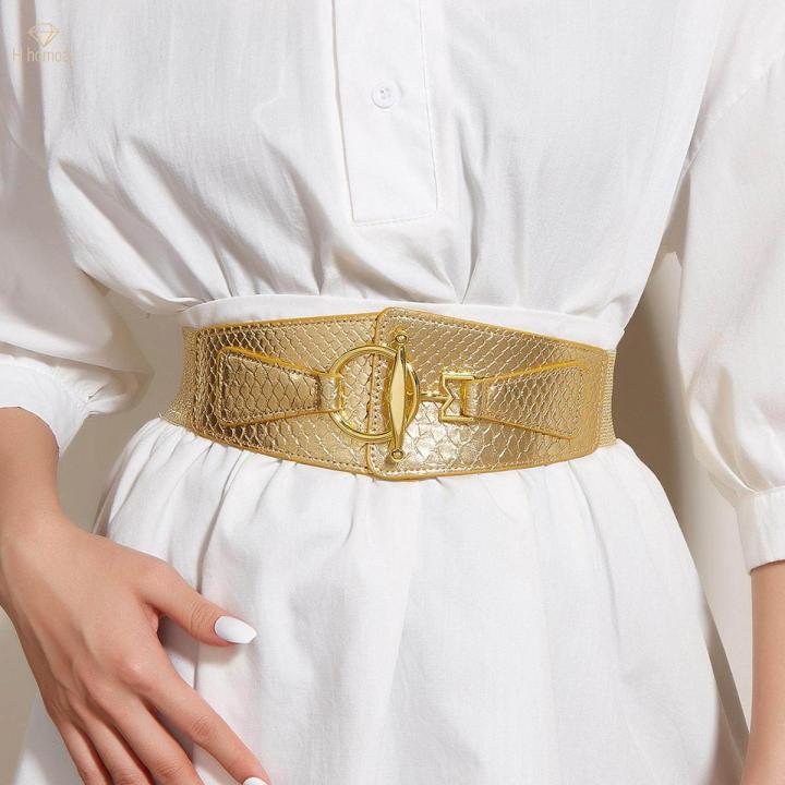 Lazada Gold Waist Cincher Belt Women Wide Waist Belts PU