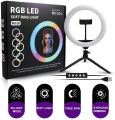 MJ26  RGB LED Ring Light  26cm 10-inch multicolor off white light with Phone Clip wall Phone Video Beauty Fill Light - TikTok Light - Musically Light. 
