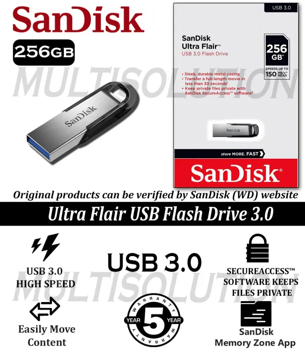 SanDisk%20256GB%20Ultra%20Flair%20CZ73%20USB%203.0%20-%20150MB/s%20Speed%20-%205%20Years%20Warranty%20-%20Image%204