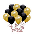 Happy Birthday Black & Gold Theme-Including Birthday Banner, 30 Latex Gold & Black Balloons and 3 confetti balloons with Gold  still light, Birthday. 