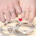 Couple Ring Stainless steel Zircon Adjustable Lovers Finger Rings Party wedding jewelry. 