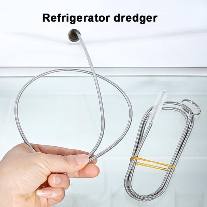 Techmanistan 1M Extra Long Flexible Tube Pipe Cleaner Brush Fridge Cleaning Tool, Refrigerator Cleaner Wire, Kitchen Sink Drainer Wire Brush, Stainless Steel Drain Tube Cleaning Brushes for Sink Refrigerator