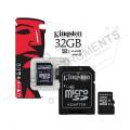 Kingston Memory Card 32GB Micro SDHC Flash Memory Card -DSLR Supported - Micro SD Card with jacket Adopter. 