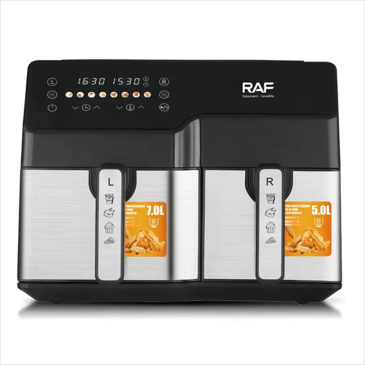 New RAF XXXL12L Dual Zone Digital Smart Air Fryer | R.5342 | 7L + 5L Bowl Capacity | 1550W + 1250W | Stainless Steel