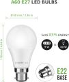 LED Smart Bulb, B22 Smart Light Bulb Bayonet, Works with Aléxa and Gòógle Home, Dimmable App and Voice Control WiFi LED Bulbs, 9W = 60W, 806lm, Warm White 2700K, No Hub Required, Pack of 2. 