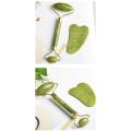 Original Natural Jade Facial Roller and Gua Sha Stone Set，Beauty Cosmetic Facial Skin Roller Massager Tool for Facial Massage, Face Lift, Anti-Wrinkles-Green. 
