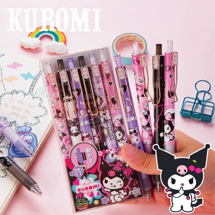 Kuromi Ball Pen Metal Pendant Press Gel Sanrio 0.5mm Black Water-Based Student Exam Signature Stationery Wholesale Exchange Gifts