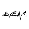 Creativity LHEART BEAT LINE Triathlon Swim Girl Runner Bicycle Decor Car Sticker Accessories Vinyl 14.7*5.9CM. 