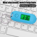 【New design】Mini Digital Silent Luminous Portable Key Chain Digital Electronic Clock Student Exam Study Library Pocket Watch Green Back light LCD Display. 