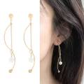 New Fashion Women's Earrings Wave Pearl Simple Generous Nightclub Style Elegant Long Section Shaved Earrings. 