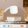 2X Tuya WiFi Button Scene Switch Wireless Smart Light Wall Switch Low Power Consumption No Wiring for One Tap to Run. 