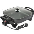 Techmanistan Multifunctional Non-Stick Surface Electric Cooker Frying Pan With Lid and Carry Handles. 