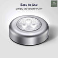 3 LED Push Touch Lamp-Mini Wireless 3 LED-Light Touch Lamp-Led Tap Touch Light Stick-on-Cabinet Closet Night-Kitchen Night-Wardrobe Light-Button Touch Lights-Mini Led Lamp-Mini LED Bulb-Wall Light Operates-Children Night Light. 