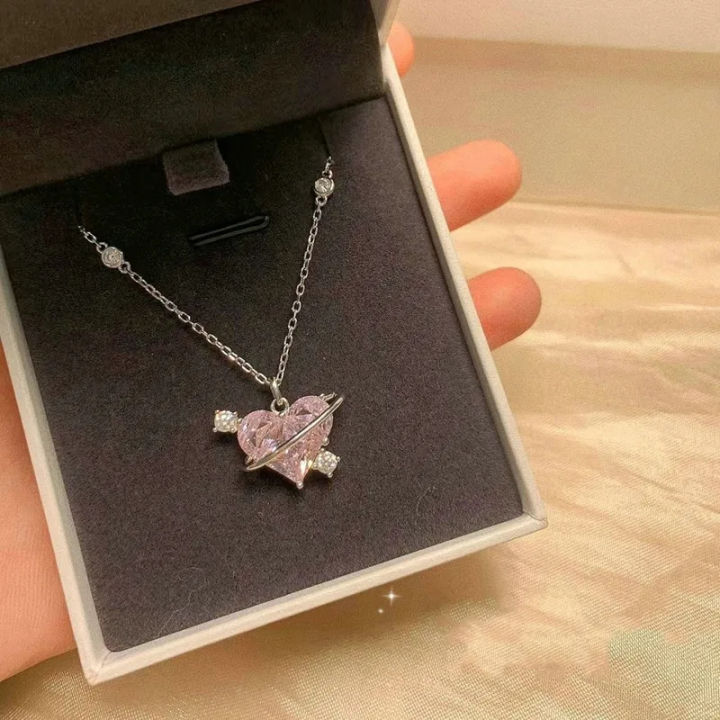 Heart%20Pendant%20Pink%20Crystal%20Necklace%20For%20Women%20Girl%20Elegant%20and%20Sweet%20Punk%20Party%20Jewelry%20Clavicle%20Chain%20-%20Image%206