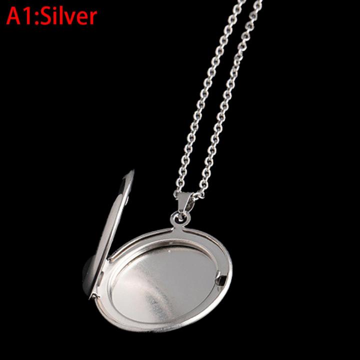 Stainless Steel Photo Locket Necklace 3 Colors Open Round Pendant Necklaces