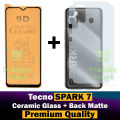 Tecno Spark 7 Ceramic Matte Protector for PUBG Gaming Unbreakable Antishock Hybrid film 9D/11D/21D Temper Fiber Nano Sheet Glass + Back Protector Carbon Fiber Matte Soft Skin Sheet For Tecno Spark 7. 