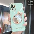 Maitus for Xiaomi Redmi Note 10 4G / Redmi Note 10S Back Cover Luxury 6D Plating Square Bumper Shiny Bowknot Makeup Mirror Soft Silicone Girls Cases Full Protection Mobile Phone Case. 