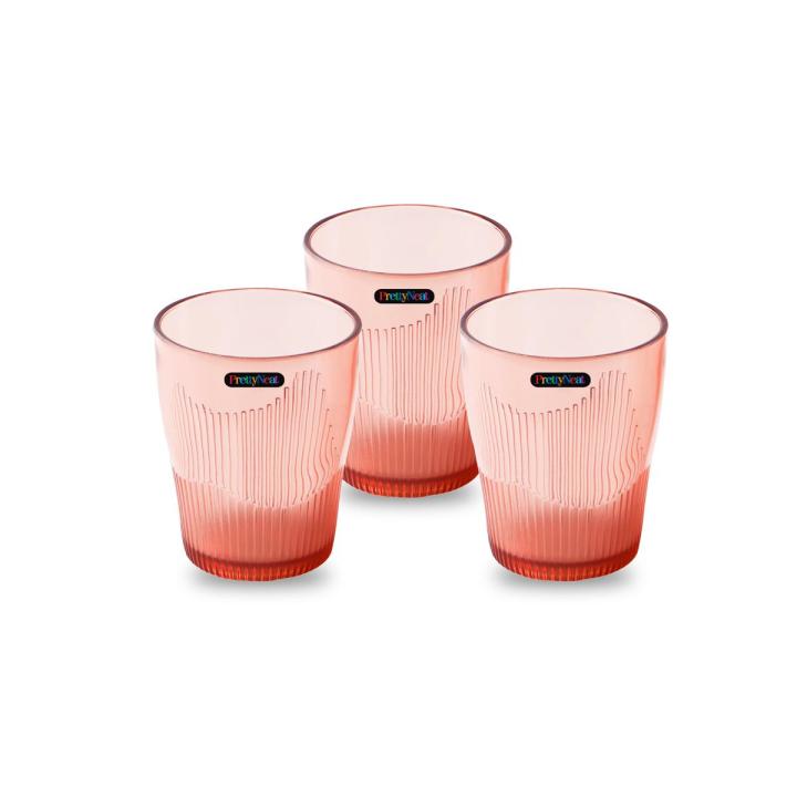 PrettyNeat Line Crystal(Plastic) Glass - 3 piece set - 300 ml