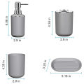 4 Pcs Plastic Bathroom Accessory Set,with Toothbrush Cup(Grey). 