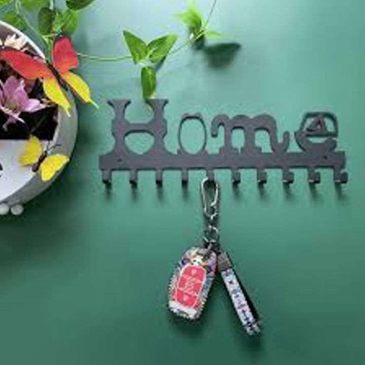 Metal Wall Mounted Key Rack Holder with 10 Hooks – Decorative Key ...