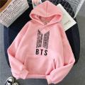 Trendy BTS Symbol Logo Kangaroo Hoodie for Women and Girls Baby Pink, Full Sleeves, Casual Pullover, Smart Fit, Breathable, Premium Quality, Pocket and Drawstring. 