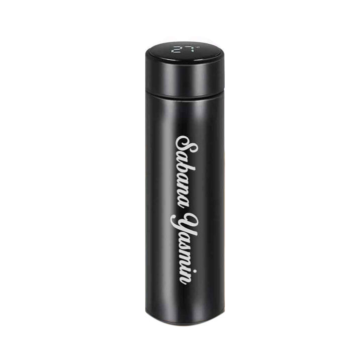 Customize With Your Name Smart LED Temperature Water Bottle 500ml  Stainless Steel Hot & Cold Bottles with Vacuum Thermos Flask
