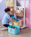 Home DIY 2- 3 Layer Storage Rack Wheels Plastic Bins Kid Toy Storage Organizer With Plastic Bins. 