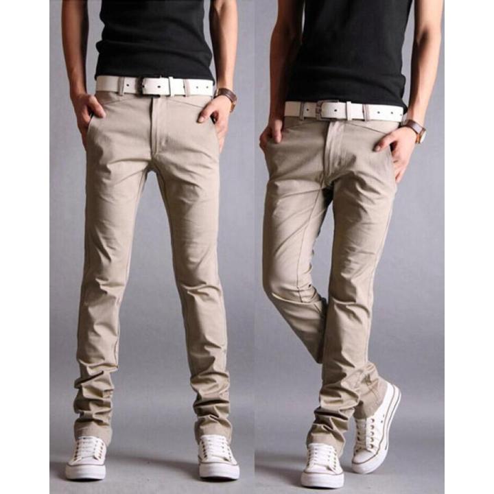Off White Cotton Men's Chinos - Slim Fit