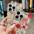 For iPhone 14 Pro Max 13 12 for iPhone 11 3D Flower Acrylic Beads Phone Case Cover Bling. 