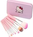 Hello Kitty Soft Makeup Brush Set - Pink (7 Pcs) with hello kitty print Box Pink, Foundation, Powder, Eye shadow, Brushes Set. 