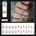 Crystal Nails Stylish Black Glitter Fake Nails 12 Sizes Safe Trendy Nail Plates for Southeast Asian Buyers Prom Nails. 