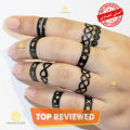 Pack of 10 Black Adjustable Rings. 