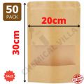 20x30 cm Kraft paper stand up Pouches 25/50 pcs, Zip Lock. 